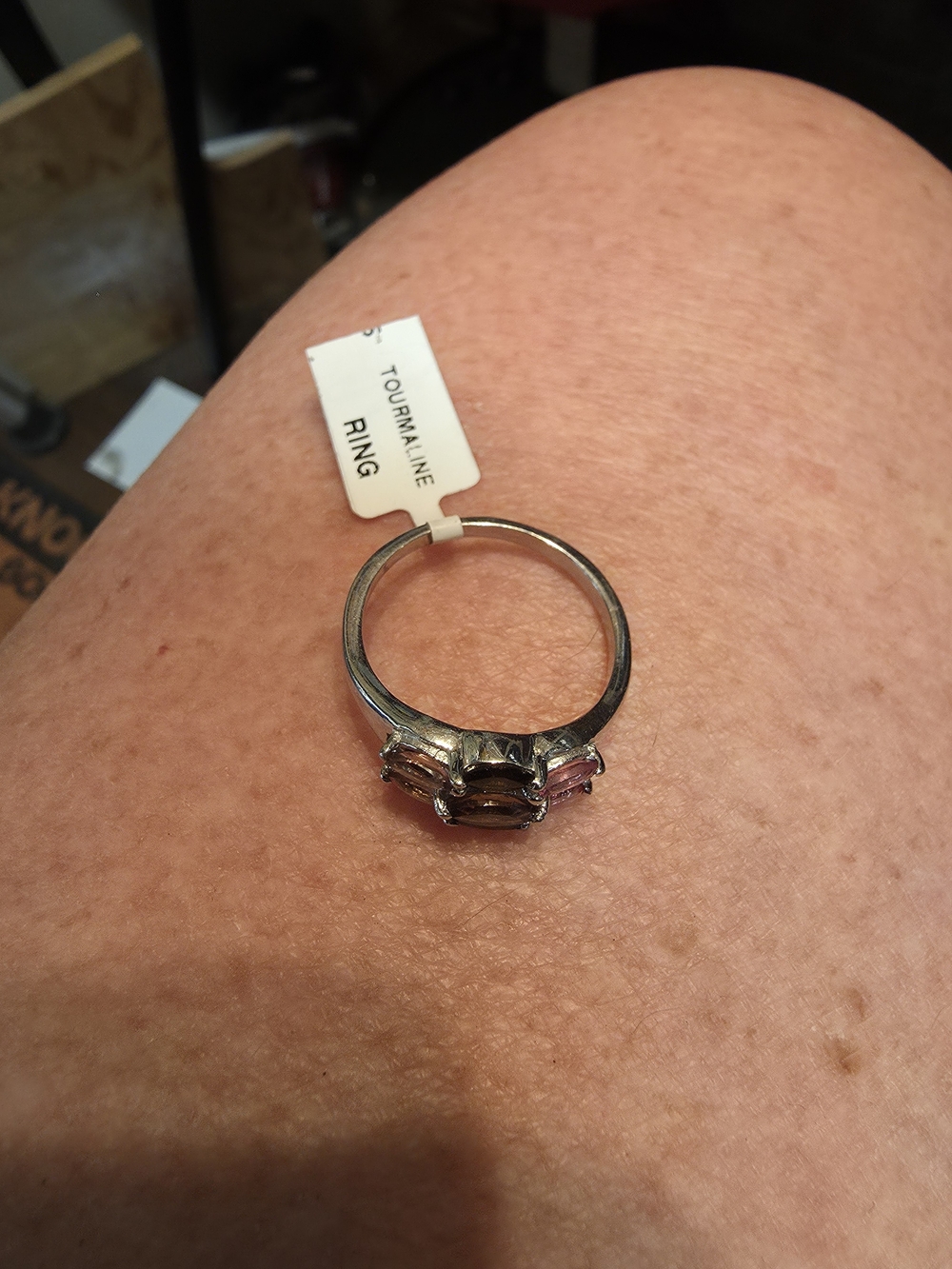 Tourmaline Multi- Colored Sterling Ring in Pink and Green Size 8 - Picture 6 of 6